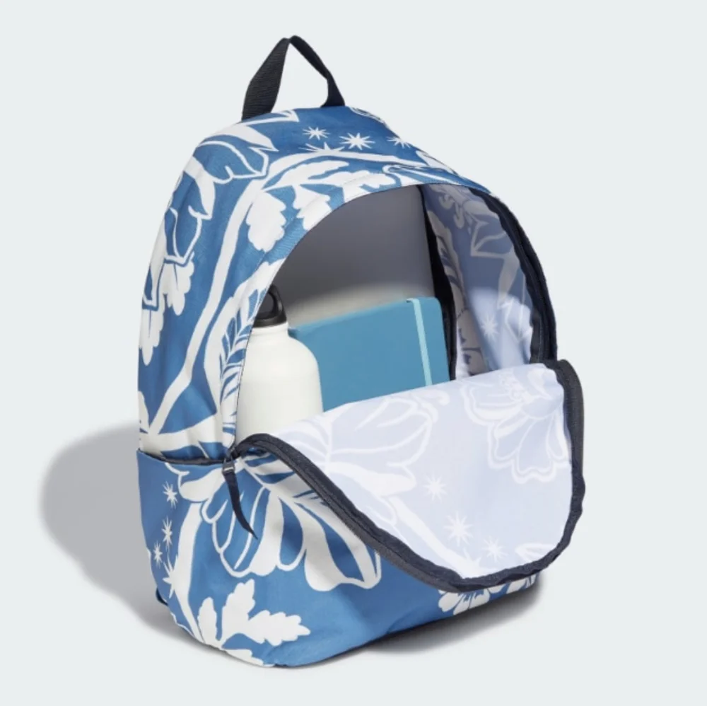 NWT FARM Rio Backpack Adidas Collaboration Botanical Print Blue And White